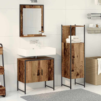 Badeværelsesmøbel Sæt Med Dør 3 Pcs Brun 33 X 33 X 102,5 Cm - Hovedbillede