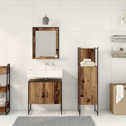 Badeværelsesmøbel Sæt Med Dør 3 Pcs Brun 33 X 33 X 102,5 Cm - Billede 4