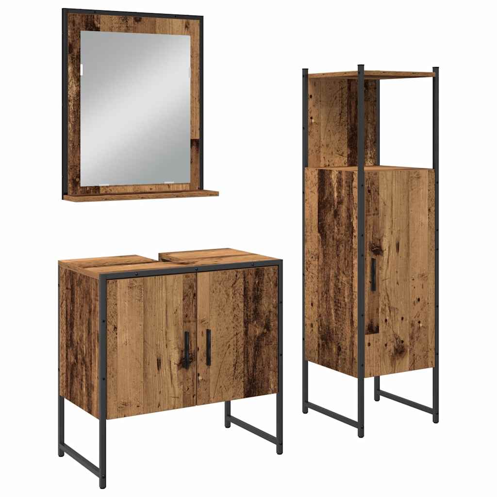 Badeværelsesmøbel Sæt Med Dør 3 Pcs Brun 33 X 33 X 102,5 Cm - Billede 2