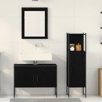 Badeværelsesmøbel Sæt Med Dør 3 Pcs Sort 33 X 33 X 102,5 Cm - Billede 4