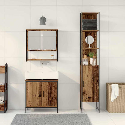 Badeværelsesmøbel Sæt Med Hylde 3 Pcs Brun 33 X 33 X 185.5 Cm - Billede 4