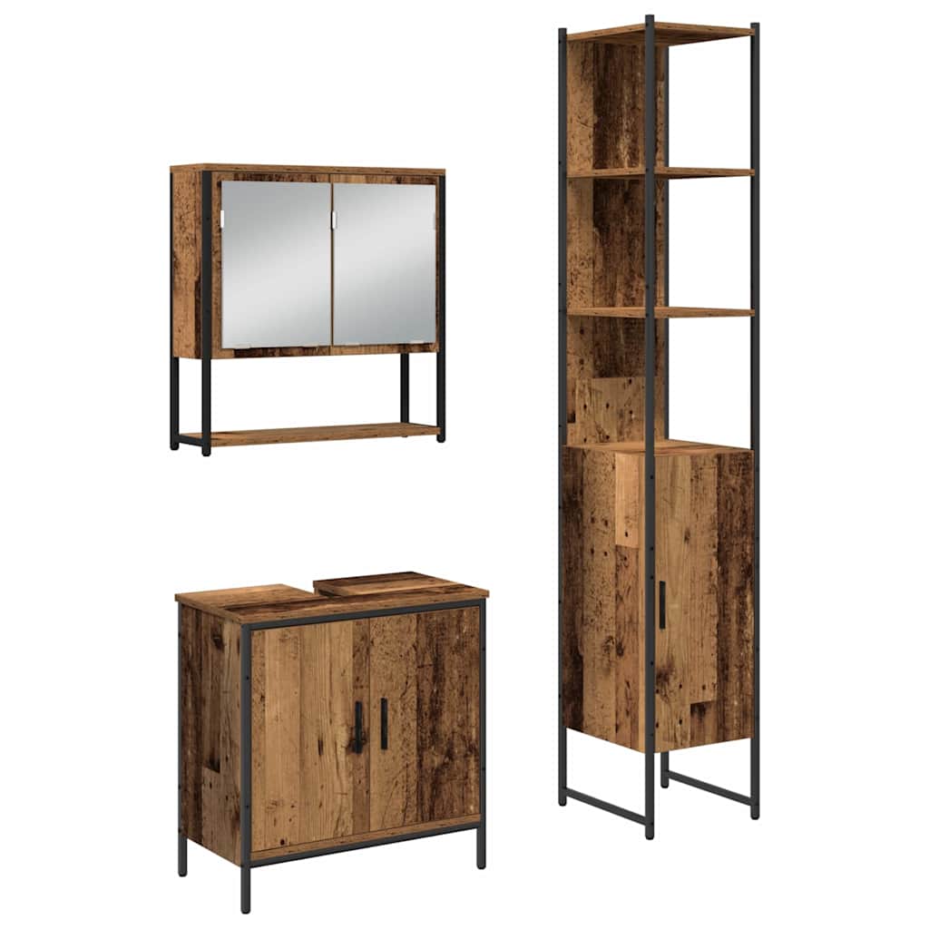 Badeværelsesmøbel Sæt Med Hylde 3 Pcs Brun 33 X 33 X 185.5 Cm - Billede 2