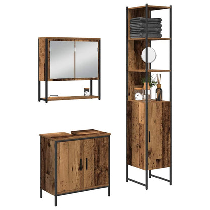 Badeværelsesmøbel Sæt Med Hylde 3 Pcs Brun 33 X 33 X 185.5 Cm - Billede 3