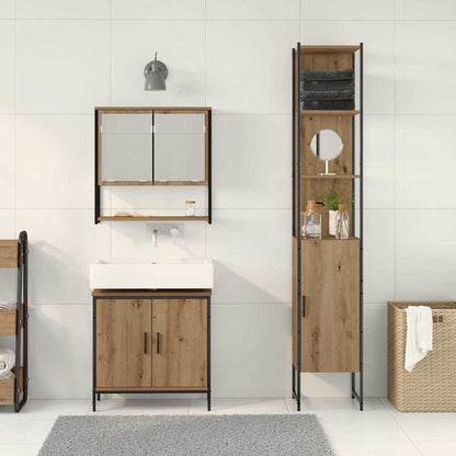 Badeværelsesmøbel Sæt Med Hylde 3 Pcs Brun 33 X 33 X 185.5 Cm - Billede 4