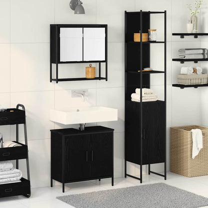 Badeværelsesmøbel Sæt Med Hylde 3 Pcs Sort 33 X 33 X 185.5 Cm - Hovedbillede