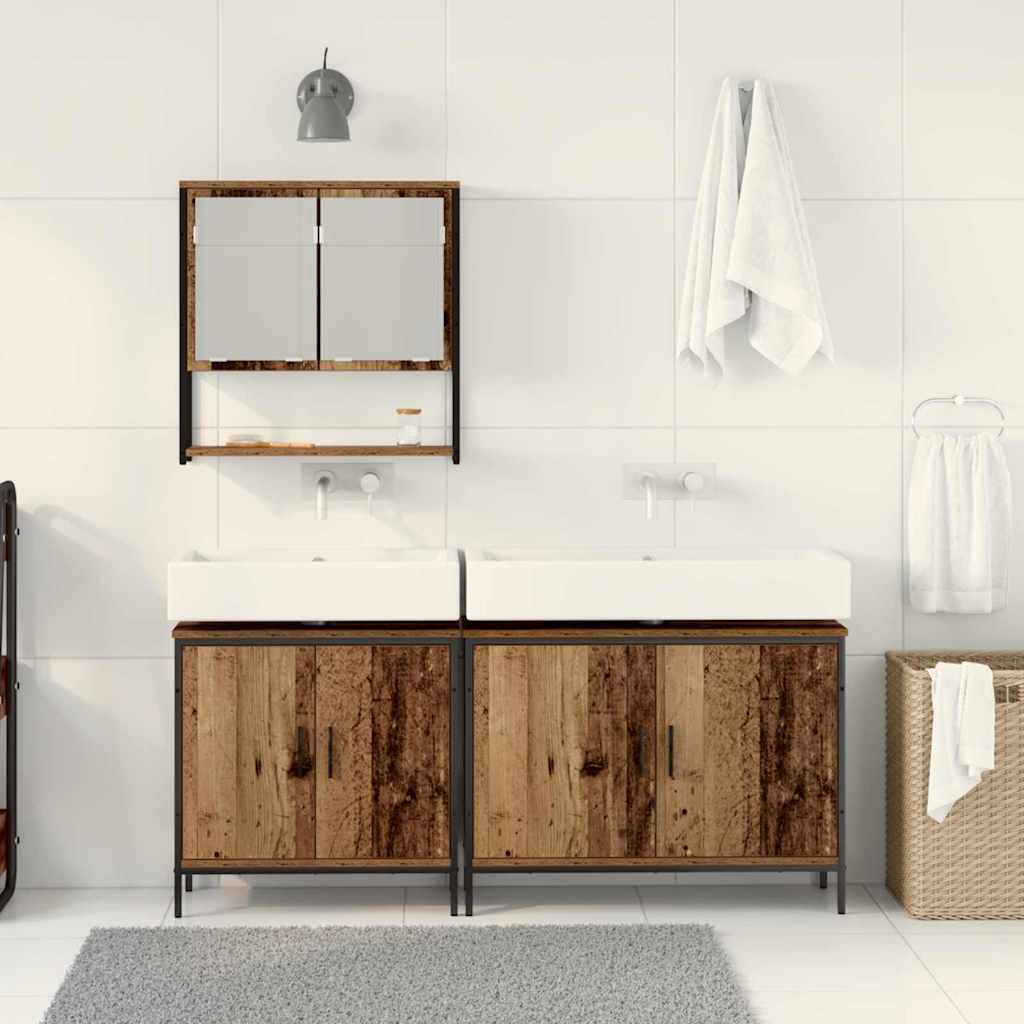 Badeværelsesmøbel Sæt Med Opbevaring 3 Pcs Brun 80 X 30 X 44 Cm - Billede 4
