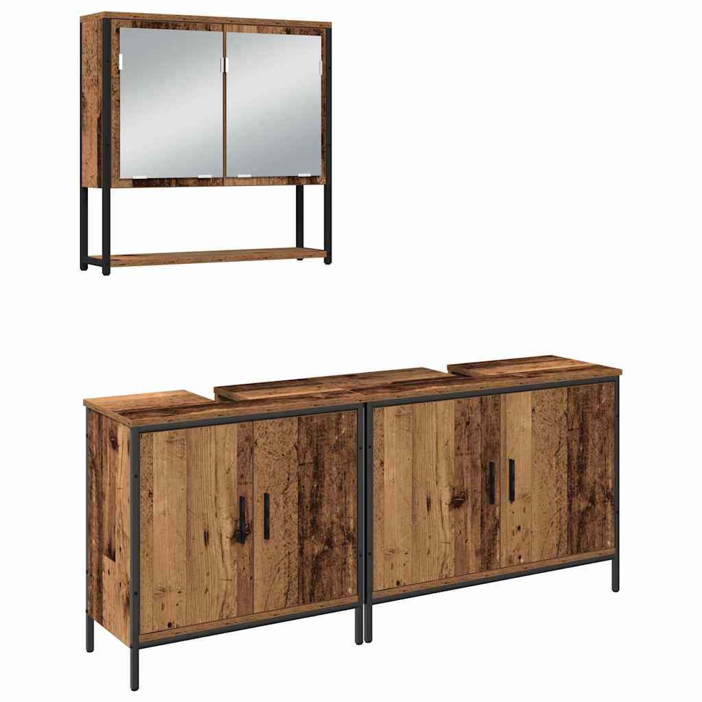 Badeværelsesmøbel Sæt Med Opbevaring 3 Pcs Brun 80 X 30 X 44 Cm - Billede 2