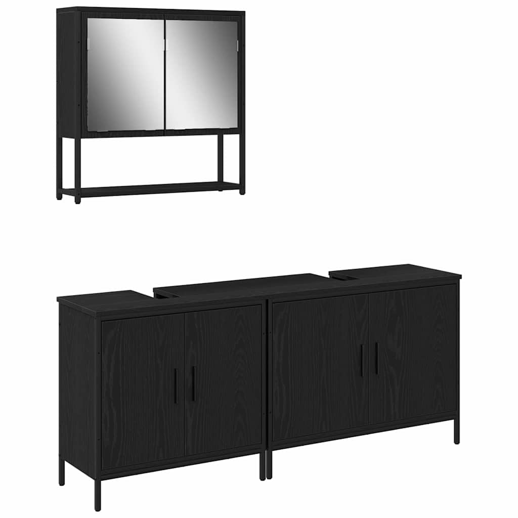 Badeværelsesmøbel Sæt Med Opbevaring 3 Pcs Sort 80 X 30 X 44 Cm - Billede 2