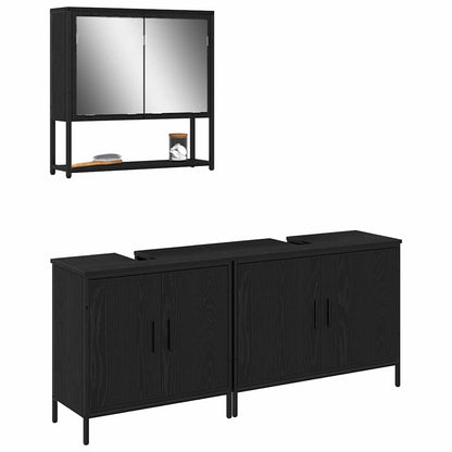 Badeværelsesmøbel Sæt Med Opbevaring 3 Pcs Sort 80 X 30 X 44 Cm - Billede 3