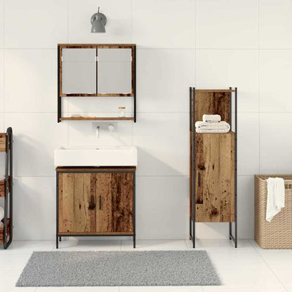Badeværelsesmøbel Sæt Med Dør 3 Pcs Brun 33 X 33 X 102,5 Cm - Billede 4