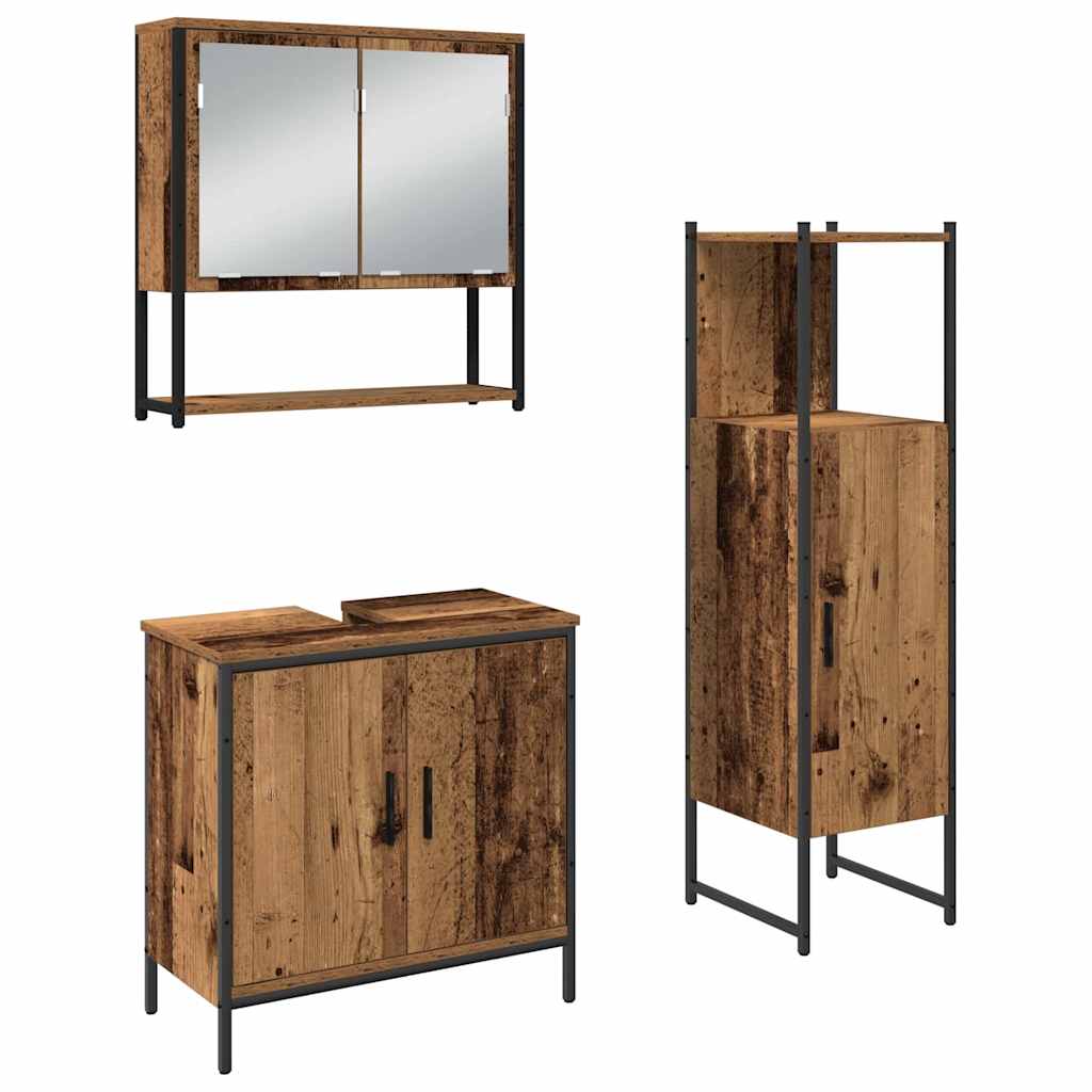 Badeværelsesmøbel Sæt Med Dør 3 Pcs Brun 33 X 33 X 102,5 Cm - Billede 2