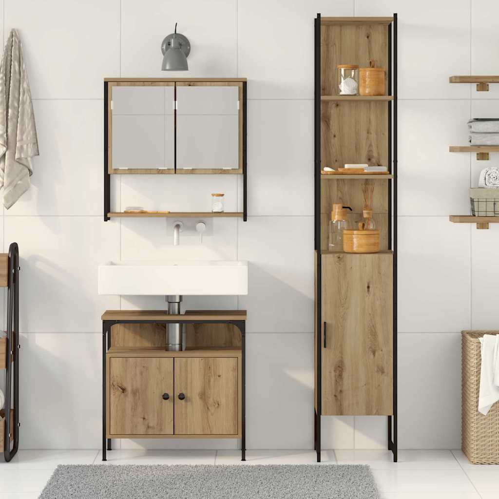 Badeværelsesmøbel Sæt 3 Pcs Artisan Eg 33 X 33 X 185.5 Cm - Billede 4