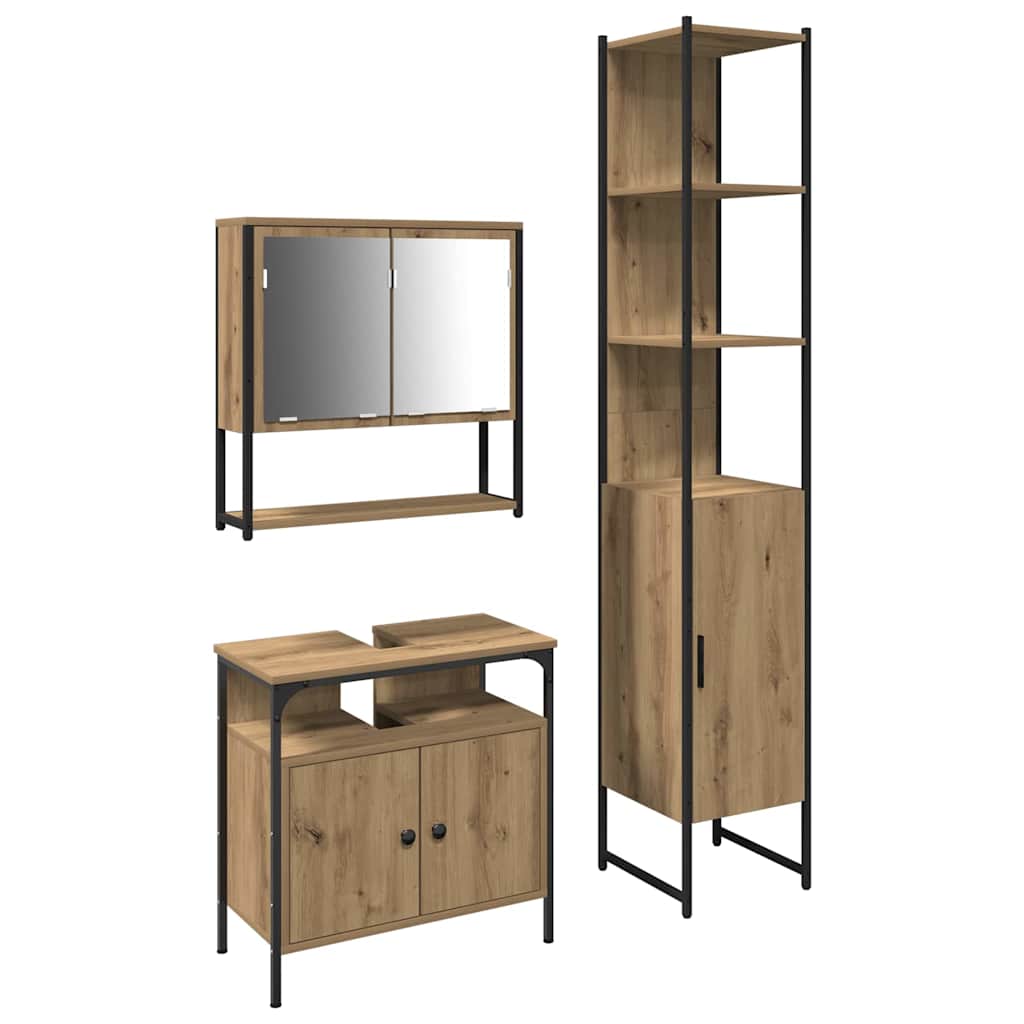 Badeværelsesmøbel Sæt 3 Pcs Artisan Eg 33 X 33 X 185.5 Cm - Billede 2