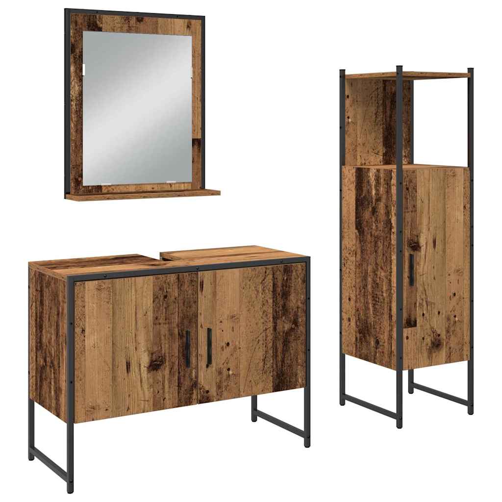 Badeværelsesmøbel Sæt Med Dør 3 Pcs Brun 33 X 33 X 102,5 Cm - Billede 2