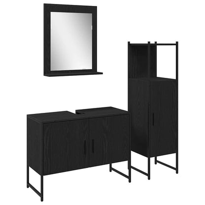 Badeværelsesmøbel Sæt Med Dør 3 Pcs Sort 33 X 33 X 102,5 Cm - Billede 2