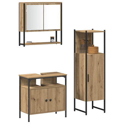 Badeværelsesmøbel Sæt Med Dør 3 Pcs Brun 33 X 33 X 120,5 Cm - Billede 3