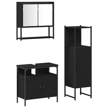 Badeværelsesmøbel Sæt Med Dør 3 Pcs Sort 33 X 33 X 120,5 Cm - Billede 2