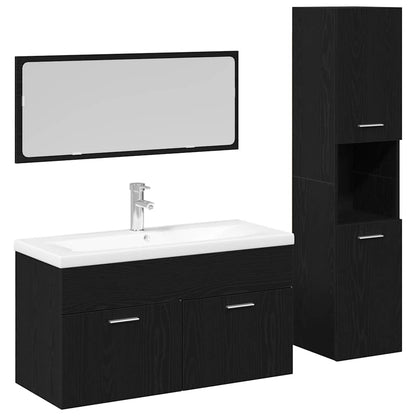 Badeværelsesmøbel Sæt Med Dør 2 Pcs Sort Eg 90 X 38.5 X 46 Cm - Hovedbillede