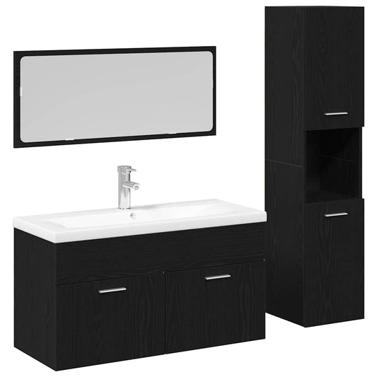 Badeværelsesmøbel Sæt Med Dør 2 Pcs Sort Eg 90 X 38.5 X 46 Cm - Hovedbillede