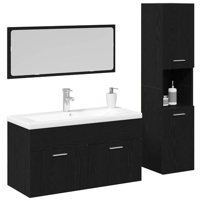 Badeværelsesmøbel Sæt Med Dør 2 Pcs Sort Eg 90 X 38.5 X 46 Cm - Billede 2