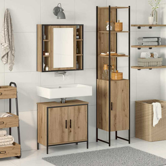 Badeværelsesvaske Brun 33 X 33 X 185.5 Cm Konstrueret Træ - Hovedbillede