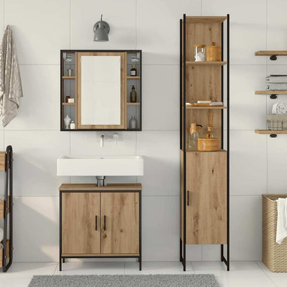 Badeværelsesvaske Brun 33 X 33 X 185.5 Cm Konstrueret Træ - Billede 4