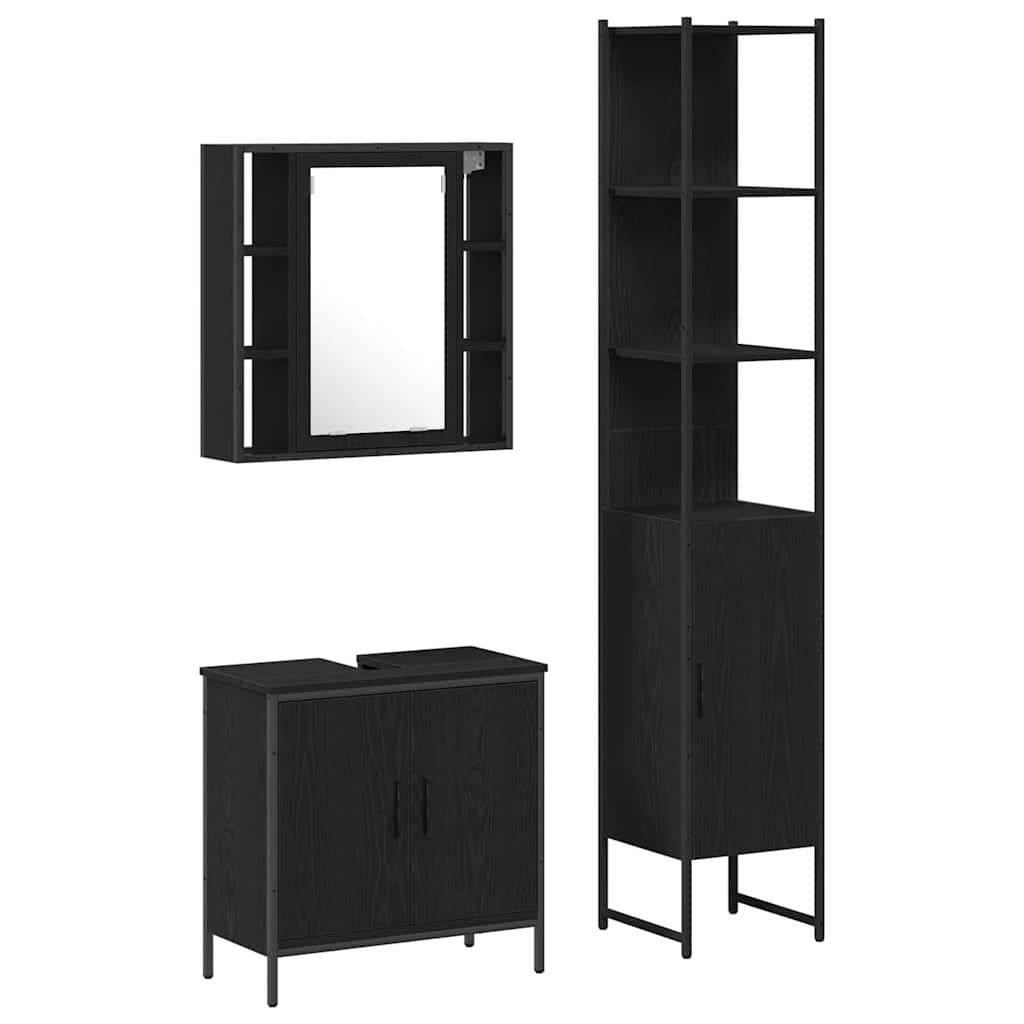 Badeværelsesvaske Sort 33 X 33 X 185.5 Cm Konstrueret Træ - Billede 2