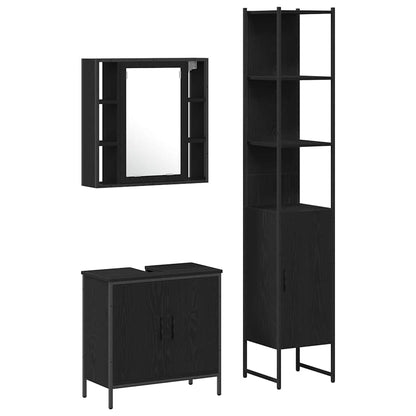 Badeværelsesvaske Sort 33 X 33 X 185.5 Cm Konstrueret Træ - Billede 2