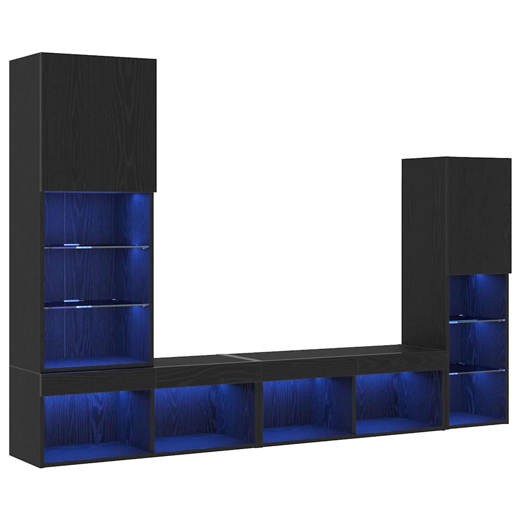 Tv-skab 4 Pcs Sort Eg 40.5 X 30 X 102 Cm Konstrueret Træ - Billede 2