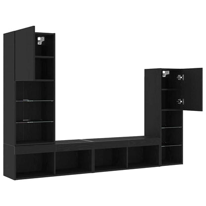Tv-skab 4 Pcs Sort Eg 40.5 X 30 X 102 Cm Konstrueret Træ - Billede 6