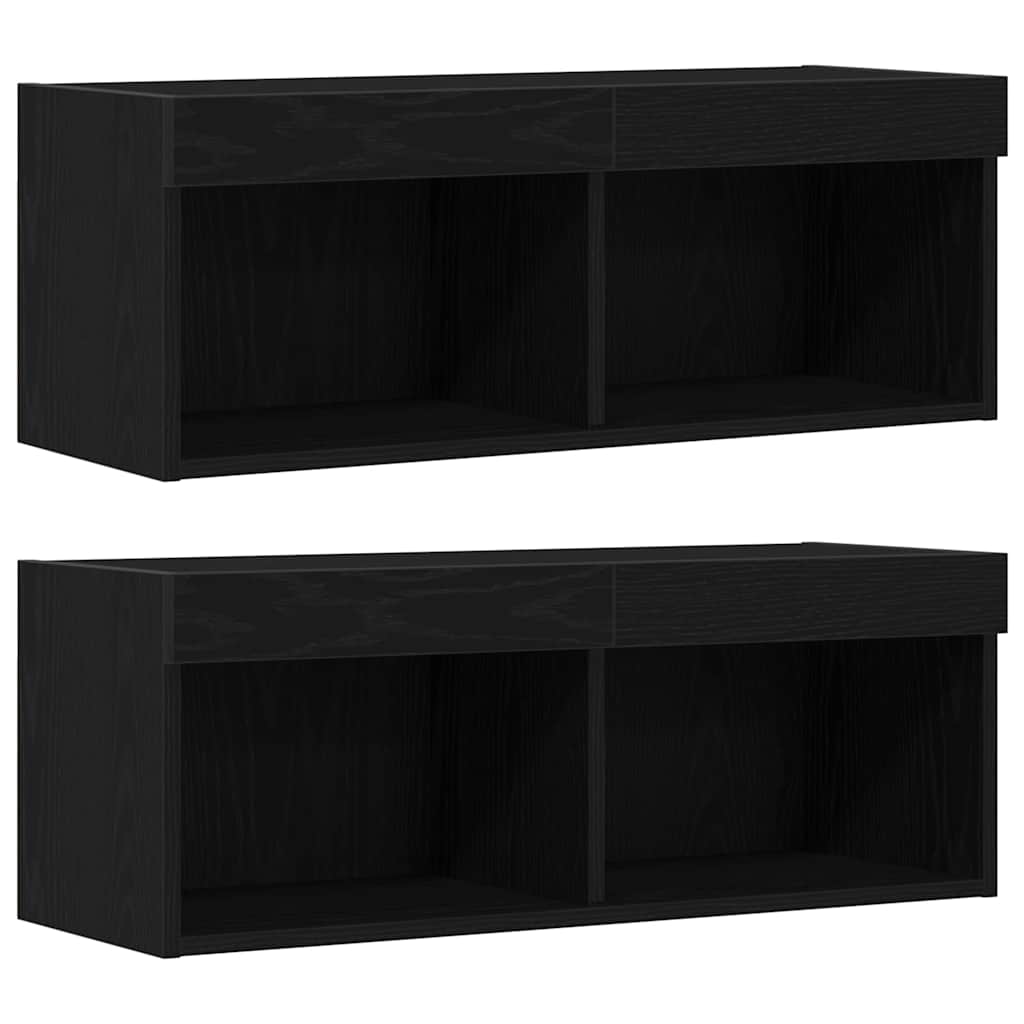 Tv-skab 4 Pcs Sort Eg 40.5 X 30 X 102 Cm Konstrueret Træ - Billede 7