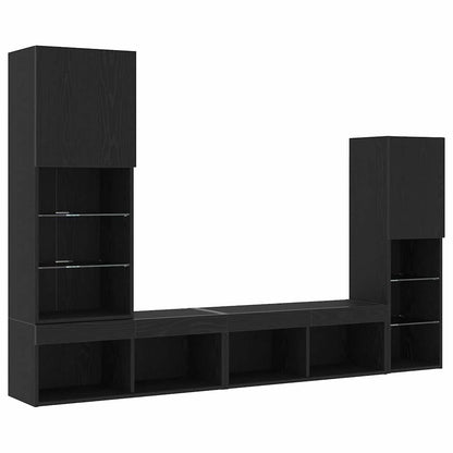 Tv-skab 4 Pcs Sort Eg 40.5 X 30 X 102 Cm Konstrueret Træ - Billede 10