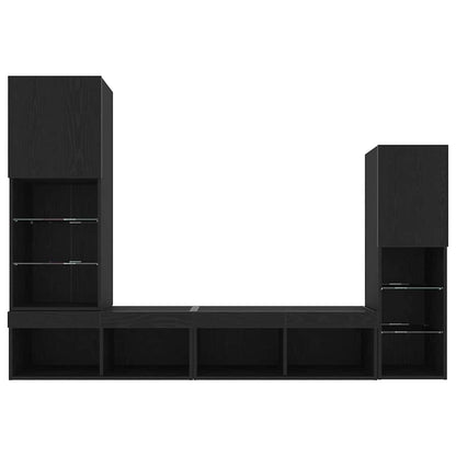 Tv-skab 4 Pcs Sort Eg 40.5 X 30 X 102 Cm Konstrueret Træ - Billede 11