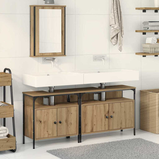 Badeværelsesvaske 3 Pcs Brun 80 X 30 X 60 Cm Konstrueret Træ - Hovedbillede
