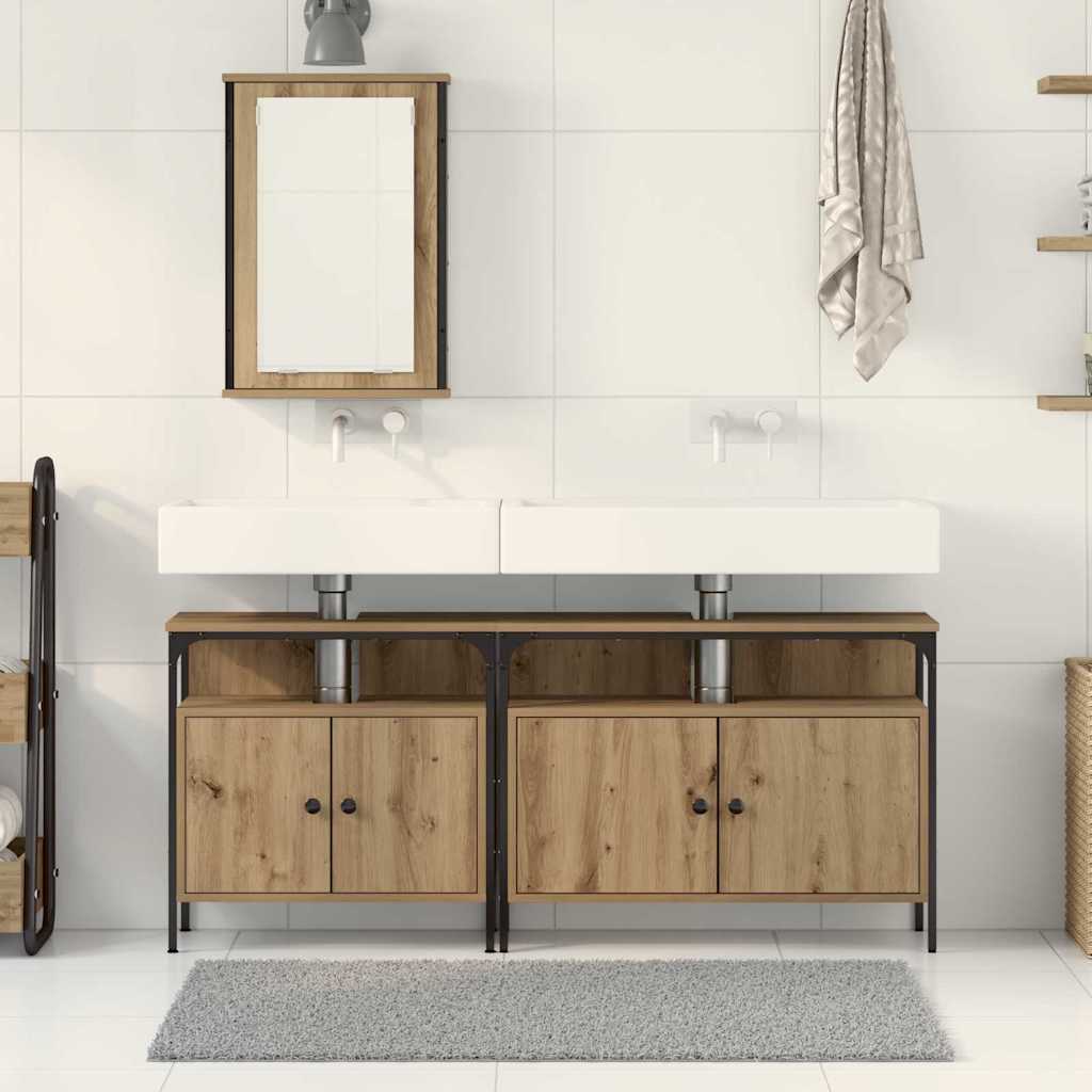 Badeværelsesvaske 3 Pcs Brun 80 X 30 X 60 Cm Konstrueret Træ - Billede 4