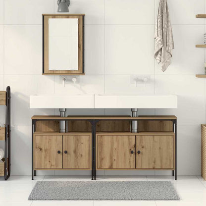 Badeværelsesvaske 3 Pcs Brun 80 X 30 X 60 Cm Konstrueret Træ - Billede 4