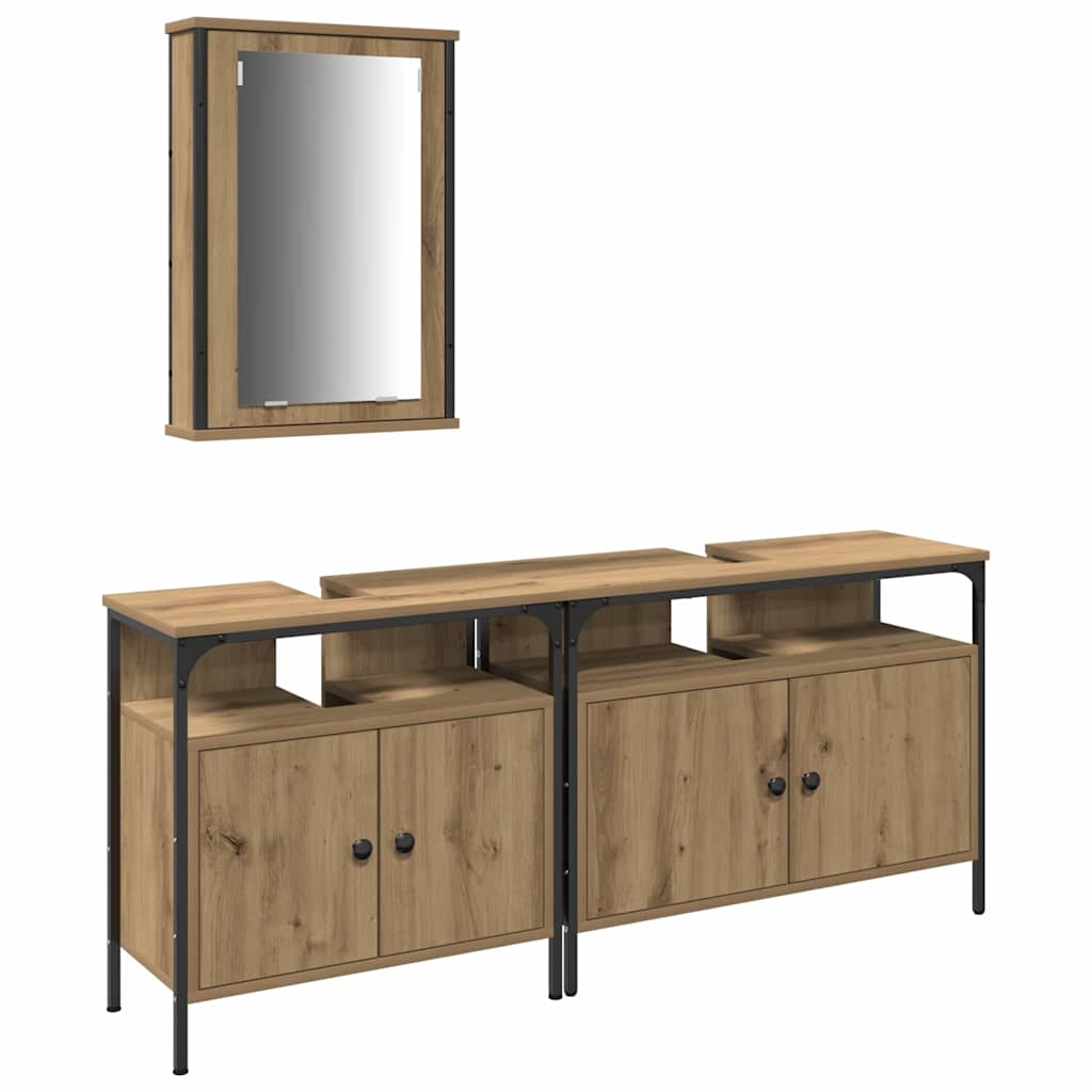 Badeværelsesvaske 3 Pcs Brun 80 X 30 X 60 Cm Konstrueret Træ - Billede 2