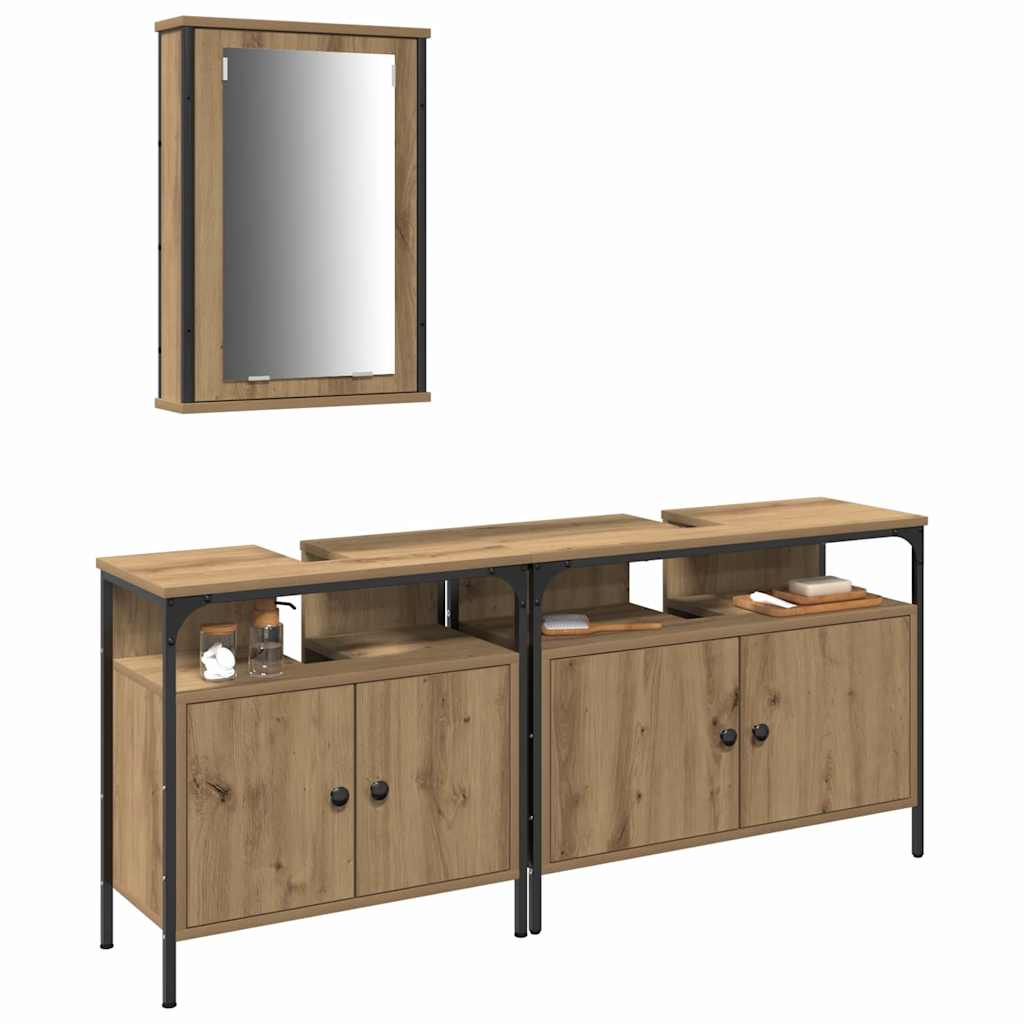 Badeværelsesvaske 3 Stk. 80 X 30 X 60 Cm Konstrueret Træ - Billede 3