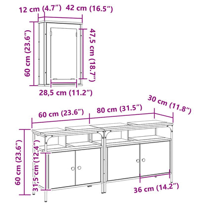Badeværelsesvaske 3 Stk. 80 X 30 X 60 Cm Konstrueret Træ - Billede 16