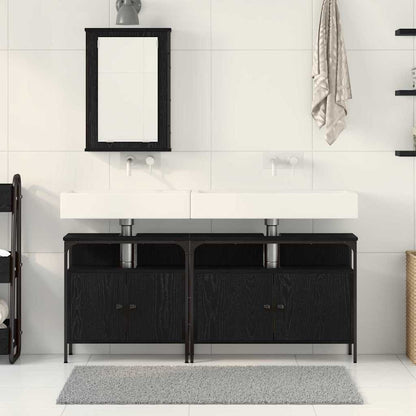 Badeværelsesvaske 3 Pcs Sort 80 X 30 X 60 Cm Konstrueret Træ - Billede 4