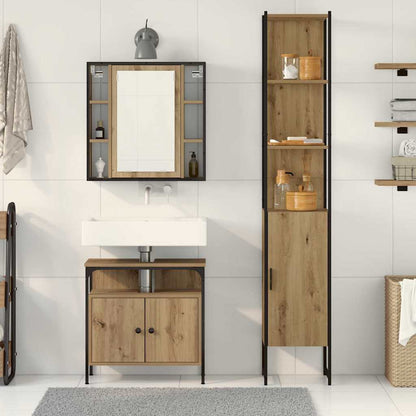 Badeværelsesskabsæt Med Dør 3 Pcs Artisan Eg 33 X 33 X 185.5 Cm - Billede 4