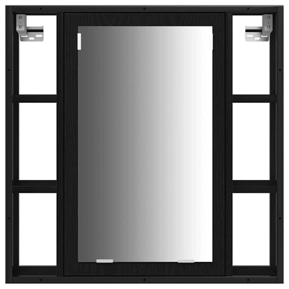 Badeværelsesskabsæt Med Hylde 3 Pcs Sort Eg 33 X 33 X 185.5 Cm - Billede 7