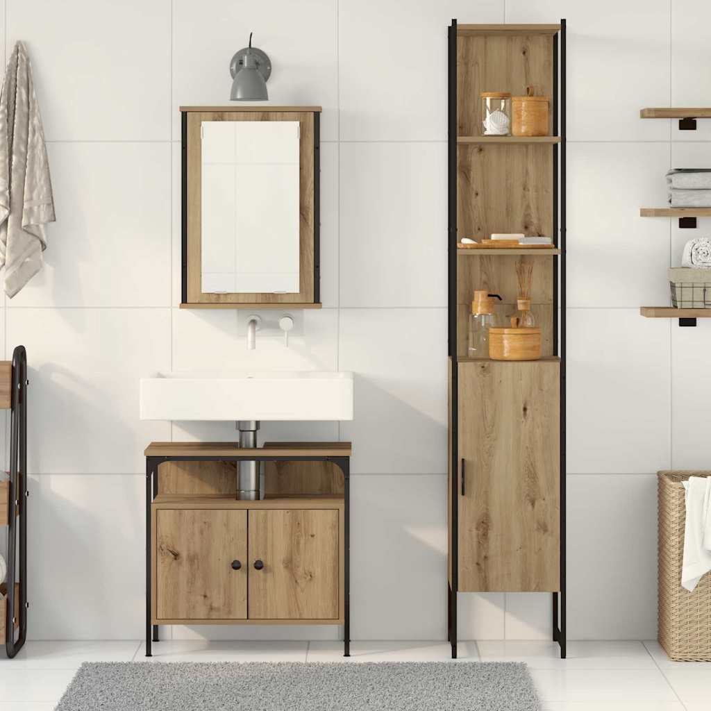 Badeværelsesmøbel Sæt 3 Pcs Artisan Eg 33 X 33 X 185.5 Cm - Billede 4
