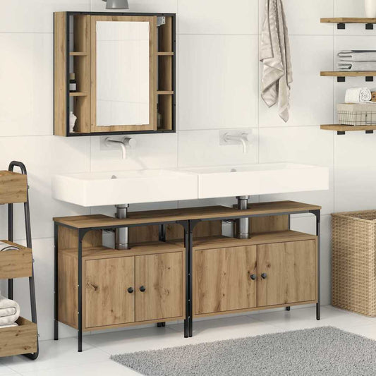 Badeværelsesvaske 3 Stk. 80 X 30 X 60 Cm Konstrueret Træ - Hovedbillede