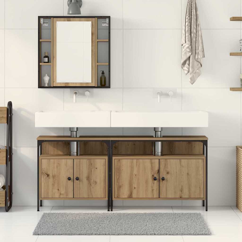 Badeværelsesvaske 3 Pcs Brun 80 X 30 X 60 Cm Konstrueret Træ - Billede 4