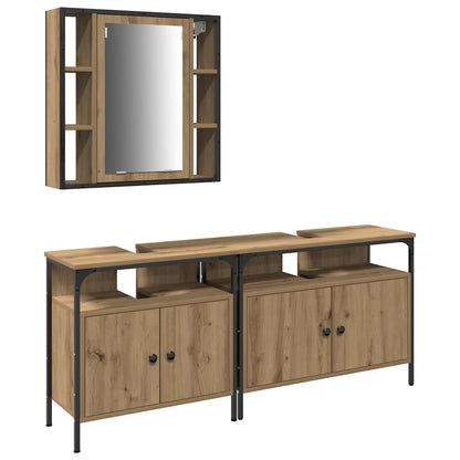 Badeværelsesvaske 3 Pcs Brun 80 X 30 X 60 Cm Konstrueret Træ - Billede 2