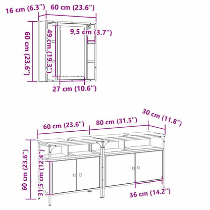 Badeværelsesvaske 3 Stk. 80 X 30 X 60 Cm Konstrueret Træ - Billede 16