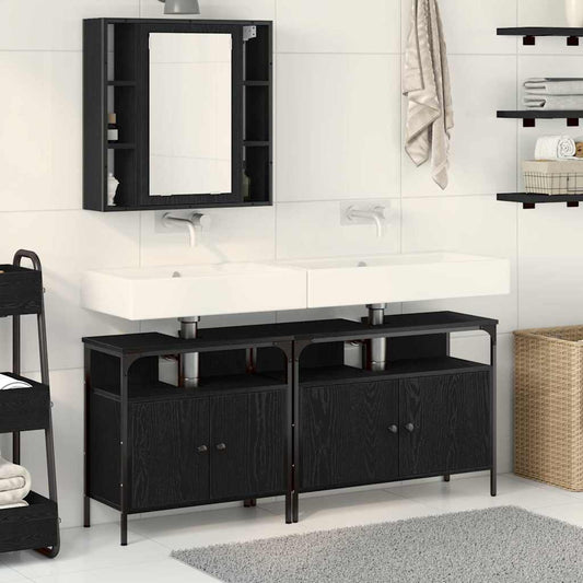 Badeværelsesvaske 3 Pcs Sort 80 X 30 X 60 Cm Konstrueret Træ - Hovedbillede