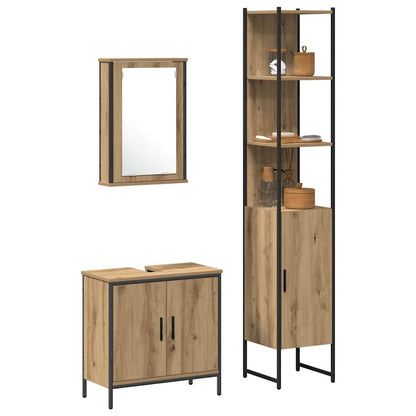 Badeværelsesmøbel Sæt Med Hylde 3 Pcs Brun 33 X 33 X 185.5 Cm - Billede 3