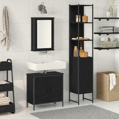 Badeværelsesmøbel Sæt Med Hylde 3 Pcs Sort 33 X 33 X 185.5 Cm - Hovedbillede